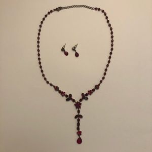 Vintage Red Necklace and Earrings Set